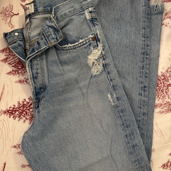 Agolde High Rise Light Blue Distressed Jeans - Picture 4 of 4
